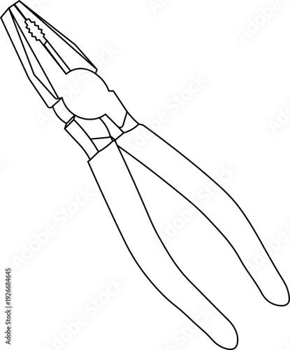 Line art of a closed pliers tool vector illustration.
