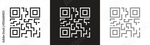 Digital scanning icon set. Simple QR code symbol. QR code label sign, vector illustration