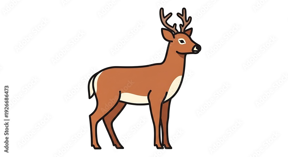 Fototapeta premium Illustration of a Deer with Antlers Standing.