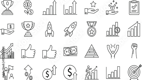 Hand Gesture Line Icon Set, Thumb Up, High Five, Handshake Partnership, Peace Sign, Fist Bump, Clapping Hands, Support, Prayer,