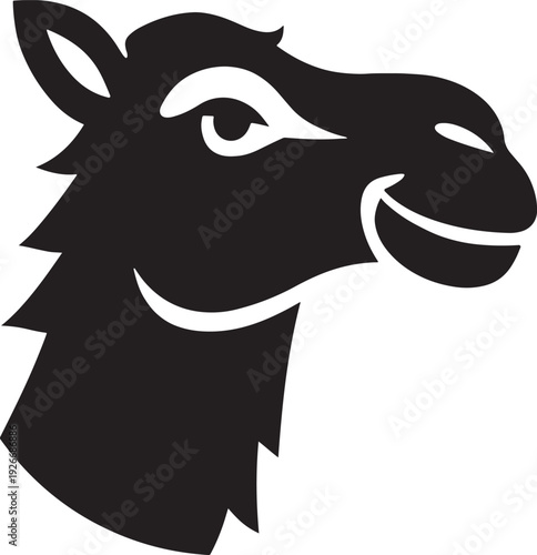 Minimalist Camel Head Logo Vector Icon Isolated on White Background for Desert Safari Travel and Arabian Brand Identity