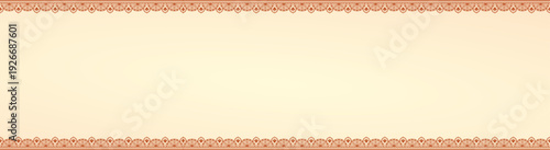 Traditional Indian Decorative Border Banner with Intricate Ethnic Patterns on Cream Background for Wedding Invitations, Festivals, and Cultural Greeting Cards.