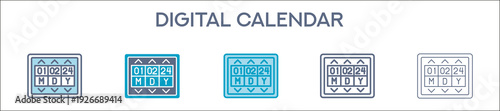 Digital Calendar Element For Design Graphic - Multi Styles. Vector Illustration Of Two Colored And Black. Multiple Icons Designs Can Be Used For Mobile, Ui, Web 