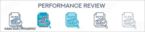 Performance Review Element For Design Graphic - Multi Styles. Vector Illustration Of Two Colored And Black. Multiple Icons Designs Can Be Used For Mobile, Ui, Web 