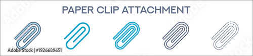 Paper Clip Attachment Element For Design Graphic - Multi Styles. Vector Illustration Of Two Colored And Black. Multiple Icons Designs Can Be Used For Mobile, Ui, Web 
