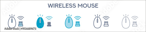 Wireless Mouse Element For Design Graphic - Multi Styles. Vector Illustration Of Two Colored And Black. Multiple Icons Designs Can Be Used For Mobile, Ui, Web 