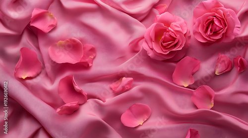Wallpaper Mural Beautiful Close-Up of Pink Rose Petals and Flowers on Satin Background for a Soft Aesthetic Torontodigital.ca