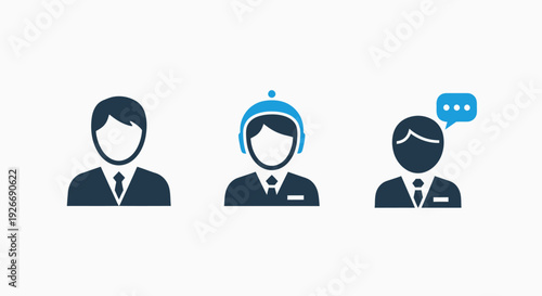 AI Chatbot and Customer Service Agent Icons: Human User Communication, Artificial Intelligence Support, and Interactive Digital Assistance Interface