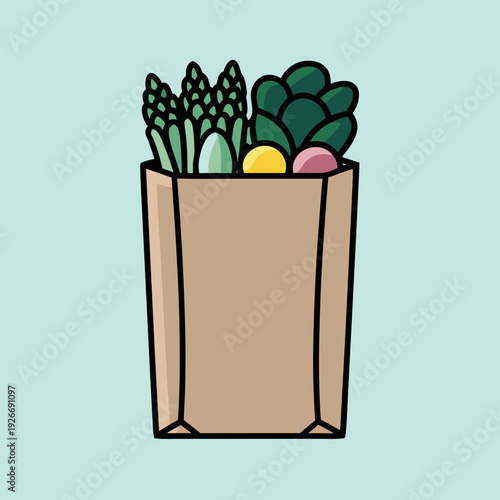 Fresh vegetables in a brown paper bag a healthy grocery haul