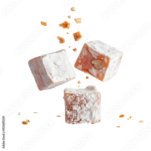 Turkish Delight Cubes Sprinkled With Powdered Sugar