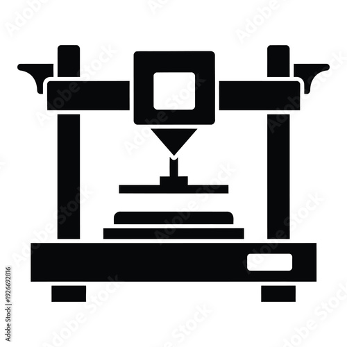 Threedimensional printer machine icon for graphic design and technology concepts icon