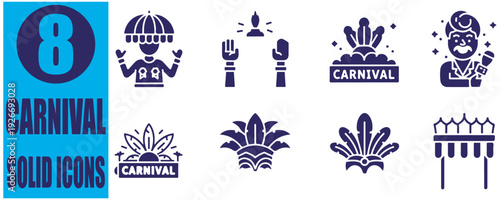 Carnival solid icons for festival celebration and party events eps 10
