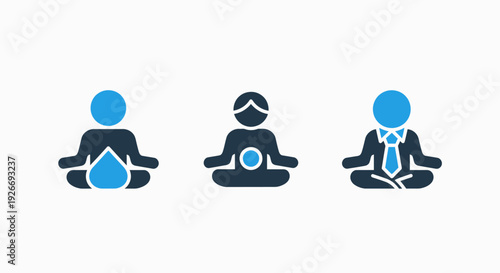 Three Business People Meditating in Lotus Pose, Representing Calm, Balance, and Mindfulness in Corporate Life