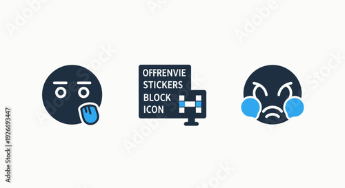 Emoticon icons expressing negative emotions like boredom and anger, alongside a computer screen icon, representing online communication and feedback