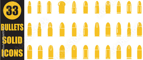 Bullets solid icons, ammunition, gun, weapon, firearms, army eps 10