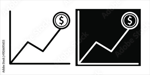 Financial growth comparison chart with dollar sign
