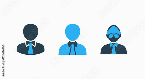 Business Professional Avatars: Diverse Male User Profile Icons in Shirts and Ties with Glasses for Corporate Team Representation