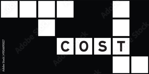 Alphabet letter in word cost on crossword puzzle background