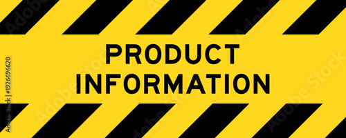 Yellow and black color with line striped label banner with word product information
