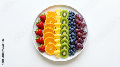 Wallpaper Mural Top view of colorful rainbow fruit platter Torontodigital.ca