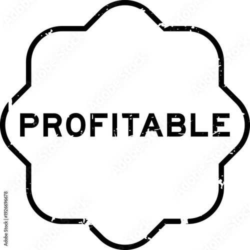 Grunge black profitable word square rubber seal stamp on white background