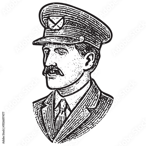 Vintage Postman Portrait Illustration for Postal Service