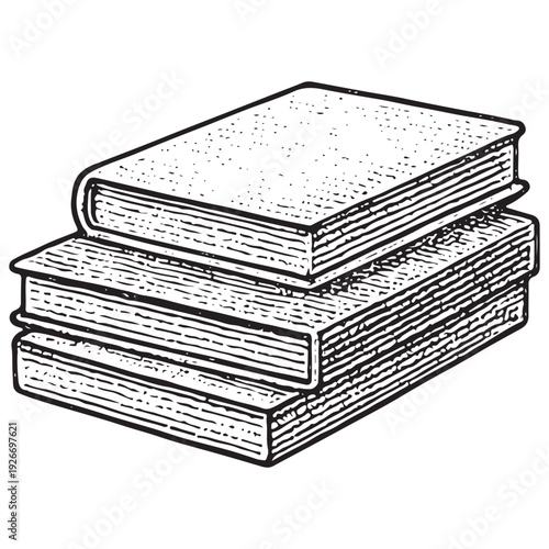 Vintage Book Stack Illustration for Postal and Library Service