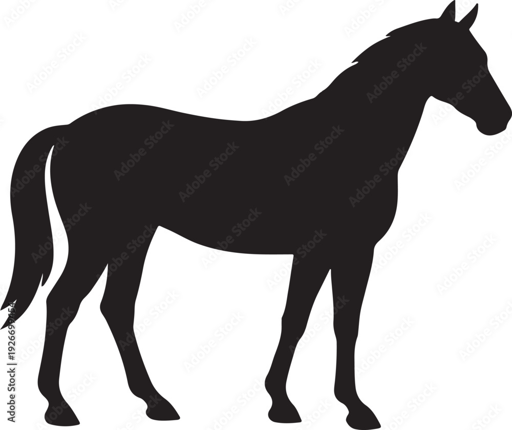 Obraz premium Minimalist Black Horse Silhouette Vector Icon Isolated on White Background for Equestrian Sports Racing and Farm Branding