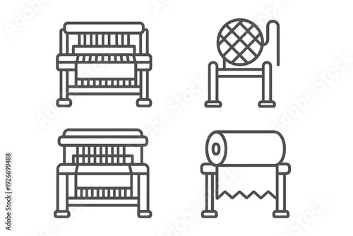 Textile production and weaving craft equipment set with loom and fabric dispenser