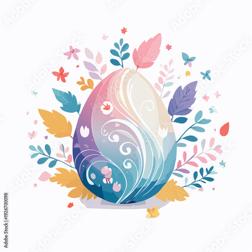 Stylized Easter Egg with Pastel Floral Patterns