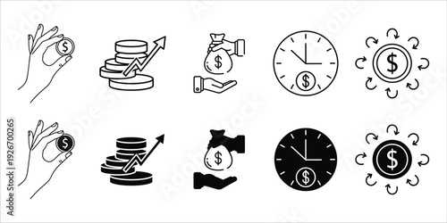 Financial time management icons
