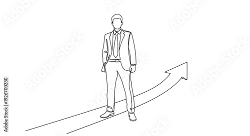 Businessman drawing graph vector illustration silhouette cartoon concept