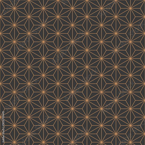 Sophisticated Japanese Seamless Pattern Background with Thin Copper Line on Dark Charcoal Grey
