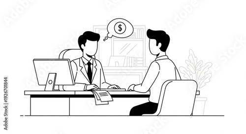 Businessmen Discussing Financial Matters Office.