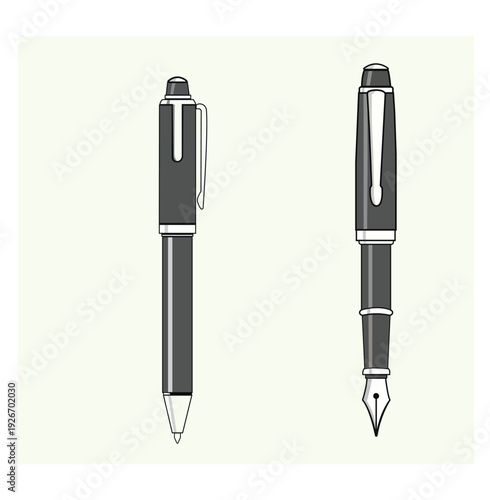 A detailed illustration of two pens showcasing their sleek design and functionality