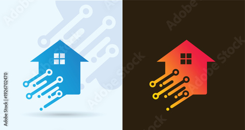 Home House Circuit Logo for Smart Property Realestate Technology Branding
