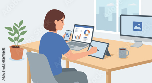 businesswoman working on computer