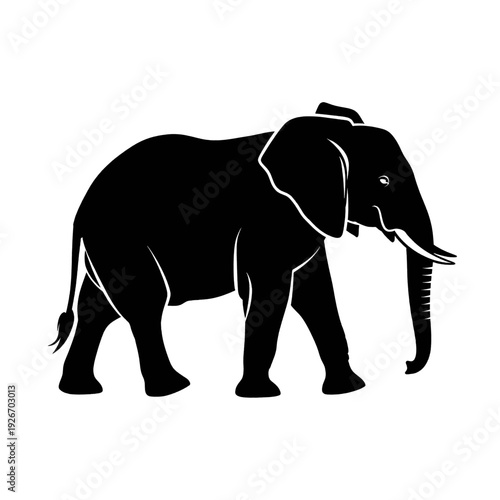 Black Silhouette of an Elephant.