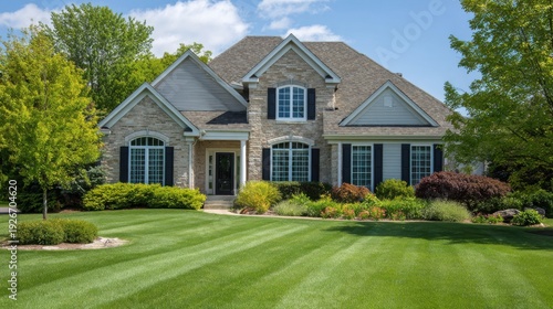 Suburban Home with Mown Lawn and Front Yard