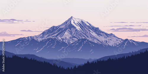 Majestic snow covered mountain peaks and glaciers under a cold winter sky with high clouds over a scenic alpine range during a bright morning view