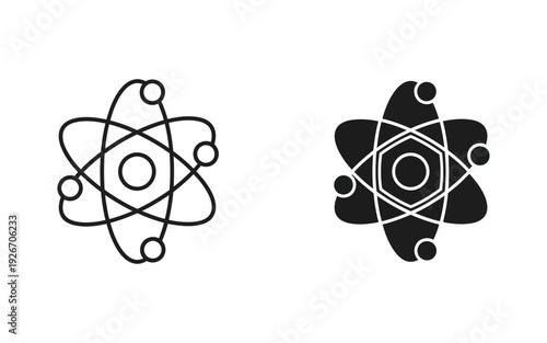 Black and white atomic structure set with line and filled styles