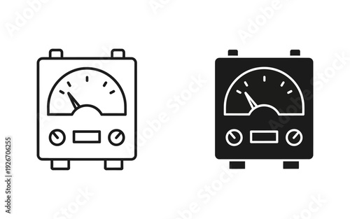 Analog meter gauge line in black and white dial indicator