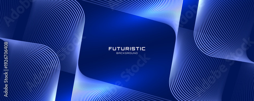 3D white lines luxury abstract background on dark blue space with waves effect decoration. Modern graphic design element stripes style concept for web banner, art, flyer, card, or brochure cover