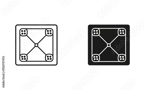 Black and white dice board game with central circle