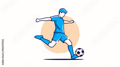 Illustration of Soccer Player Kicking Ball.