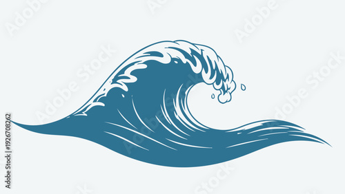 Blue Wave Illustration with White Highlights.