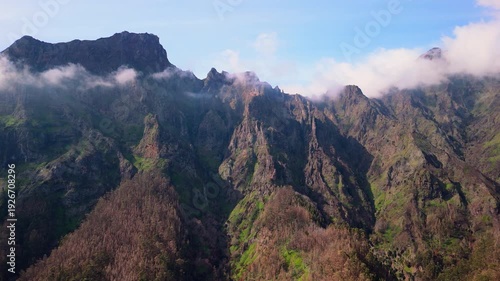 Majestic Madeira Mountains with Floating Clouds