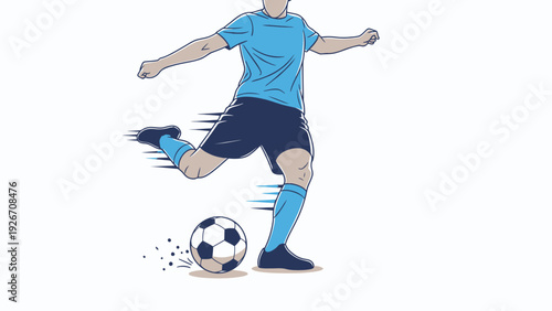 Soccer Player Kicking Ball with Motion.