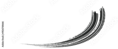 Tire tread marks, wheel textures, tire marks - car racing, motocross, drift, rally, off-road and others. Vector black isolated texture in grunge style with splashes.eps10