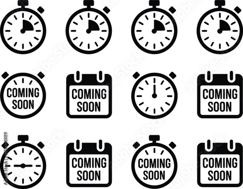 Collection of various clocks and timers with different styles and labels